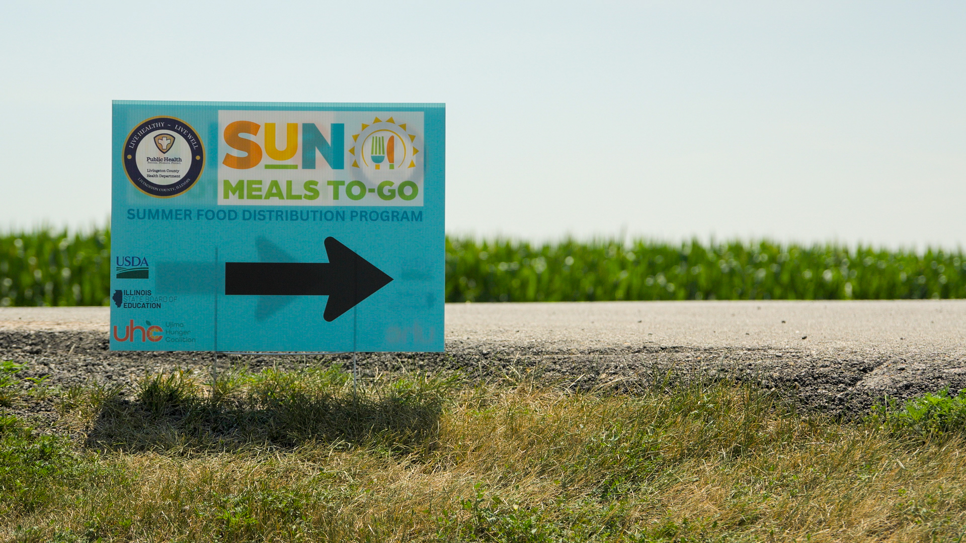 Summer Food Distribution Program sign in rural setting